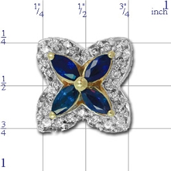 Y1782 14K 4 MARQUISE SAPPHIRE & DIAMOND SLIDE 